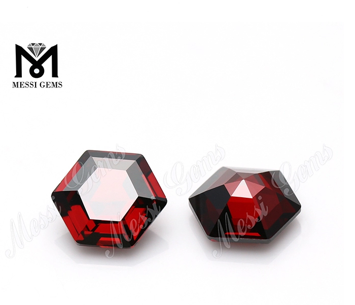 Circón sintético diamante forma hexagonal piedras piedras en color granate 