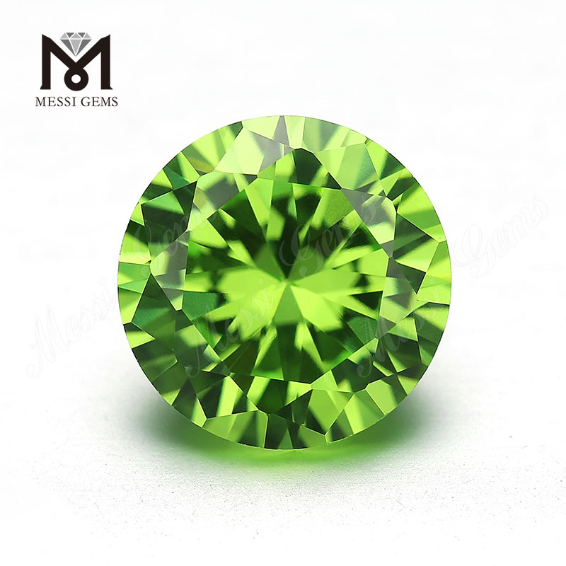 Fábrica de piedra sintética cz 8.0mm redondo color verde manzana cubci zirconia