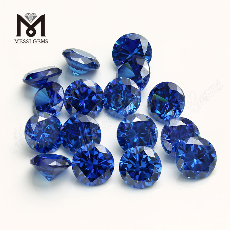 Precio de piedra de zirconia cúbica CZ de topacio azul de forma redonda de alta calidad de 8,0 mm