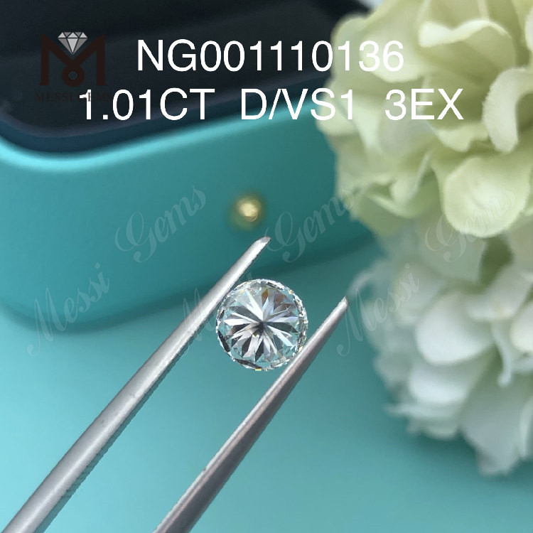 Diamantes redondos de laboratorio D 1,01 quilates VS1 EX Cut 