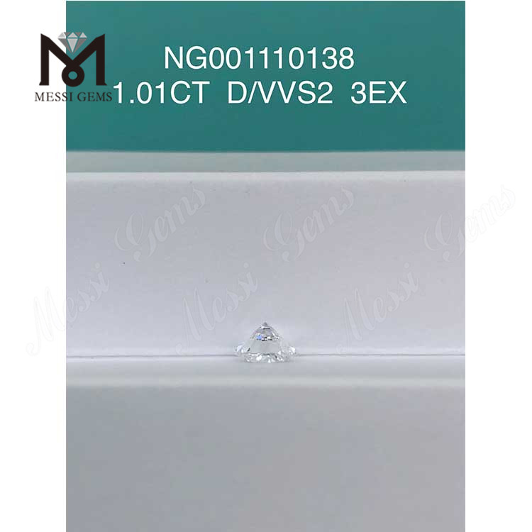 1.01ct VVS2 D RD Diamante cultivado en laboratorio Grado de corte EX