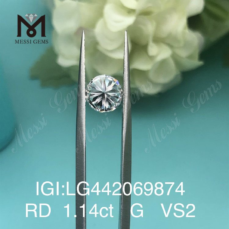 Diamante cultivado en laboratorio VS de 1,14 ct Diamantes sintéticos sueltos BRILLANTES redondos G IDEAL 