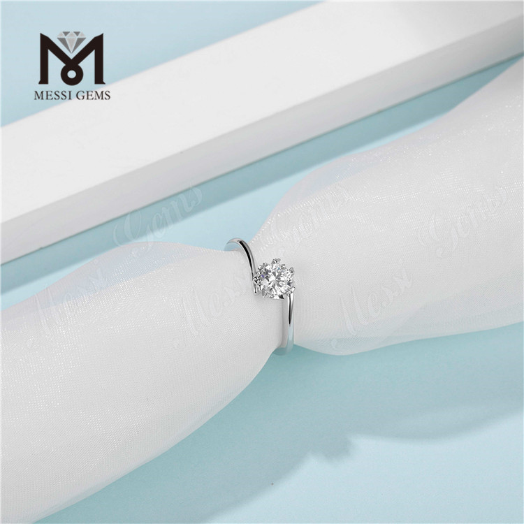 Messi Gems 1 quilate moissanite diamante 925 anillos de compromiso de plata esterlina