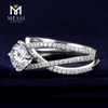 Los diseños más nuevos torcen el anillo de bodas del diamante moissanite sólido del oro 14k para las mujeres