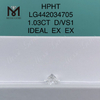1,03 quilates D VS1 IDEAL EX EX Diamantes hechos por humanos redondos