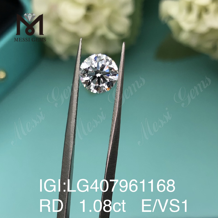 1.08CT E/VS1 diamante cultivado en laboratorio IGI redondo Diamante de laboratorio de 1ct en oferta
