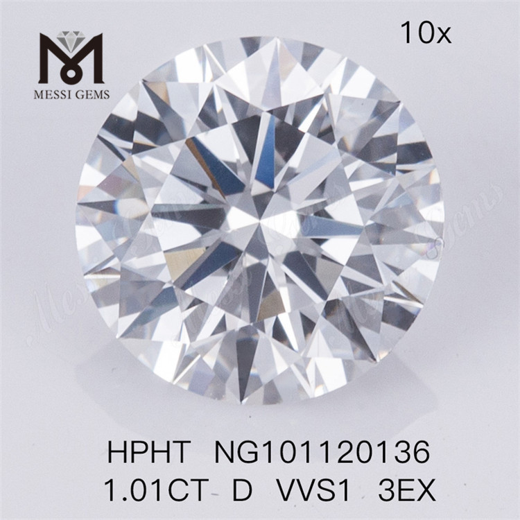 1.01CT D VVS1 3EX diamante sintético HPHT 