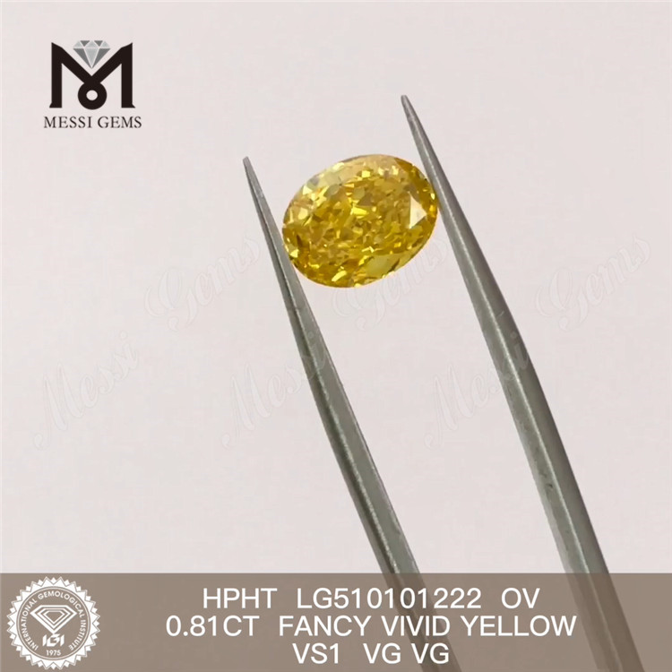 Precio de fábrica de diamantes sintéticos HPHT en forma de OV de diamante de laboratorio Vs amarillo vivo de lujo de 0,81 quilates