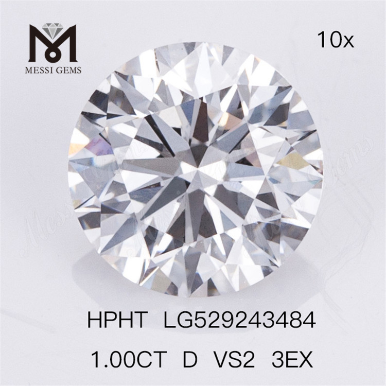 1.0ct D VS2 ID 3EX Corte redondo Diamante cultivado en laboratorio Precio de fábrica HPHT 