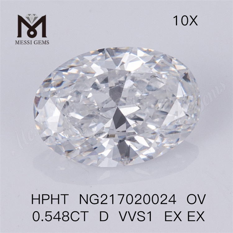 HPHT OVAL 0.548ct D VVS1 EX EX Piedra de diamante sintético