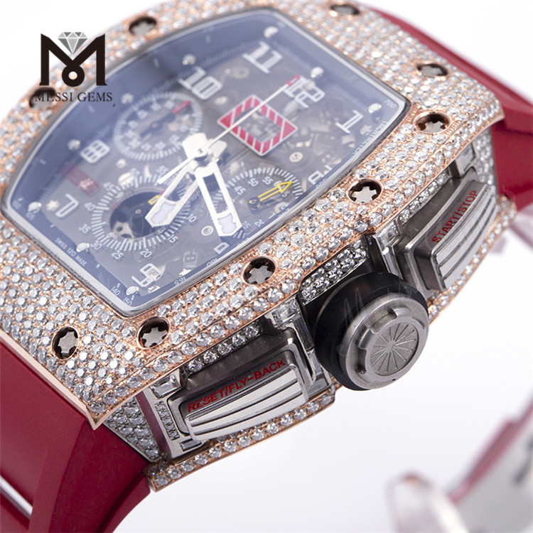 Marca Hand Set Iced Out Luxury Vvs Moissanite Watch Diseño personalizado