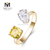 Anillo de oro de 18 quilates, anillo de moda, anillo de diamantes de laboratorio amarillo y blanco para mujer