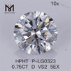 0.75CT HPHT diamante artificial D VS2 5EX Lab Diamonds 