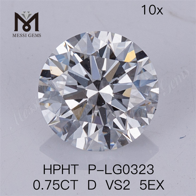 0.75CT HPHT diamante artificial D VS2 5EX Lab Diamonds 