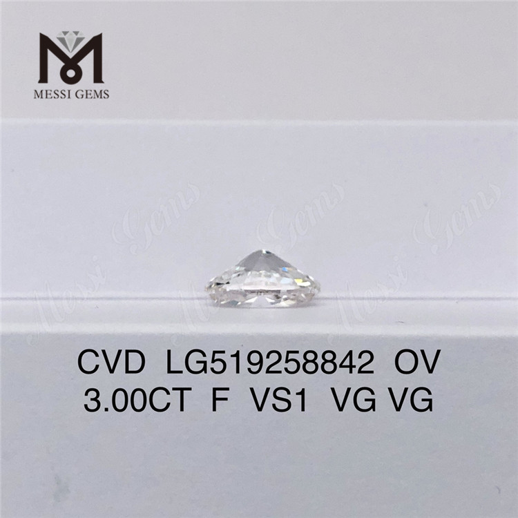 3ct F VS1 VG VG CVD IGI Man Made Diamond OVAL Alta calidad