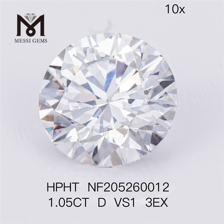 Diamante de laboratorio sintético HPHT D VS1 3EX de talla redonda de 1,05 quilates