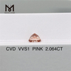 Proveedores de diamantes cultivados en laboratorio rosa de 2.064 quilates cvd diamante rosa sintético precio al por mayor