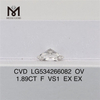 Diamante de laboratorio ovalado F de 1,89 ct VS1 ov diamantes blancos sueltos hechos por el hombre en oferta