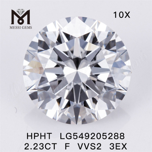 2.23CT F VVS2 3EX diamante cultivado en laboratorio diamantes de corte redondo HPHT diamantes
