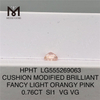 0.76CT CUSHION CUT FANCY LIGHT ORANGY ROSA SI1 VG VG diamante cultivado en laboratorio HPHT LG555269063