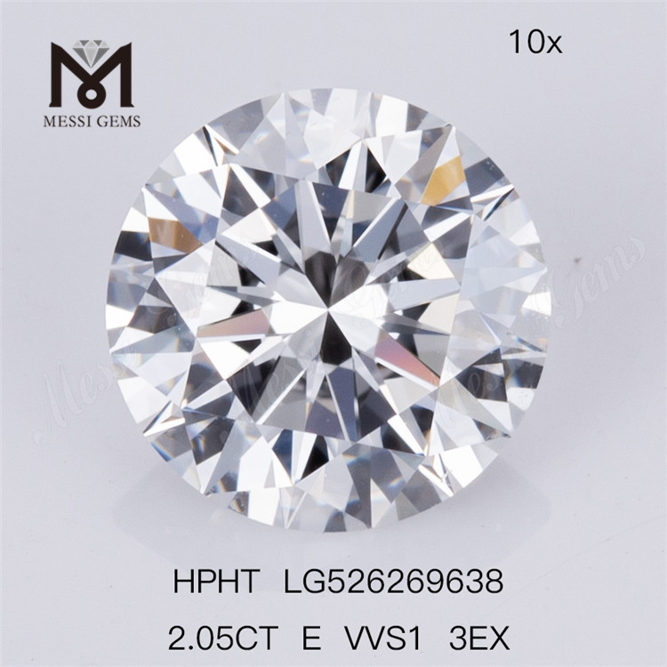 2.05CT E VVS1 3EX diamante cultivado en laboratorio HPHT Diamante redondo de laboratorio 