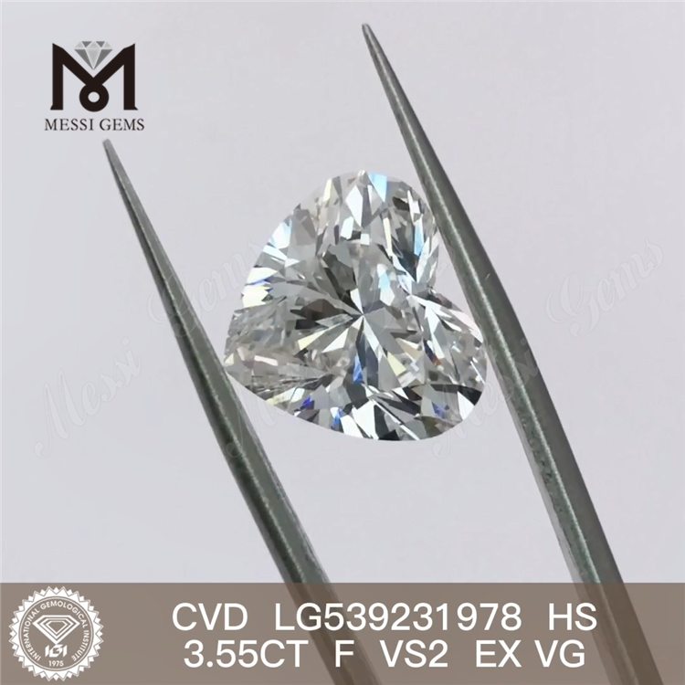 Diamante de laboratorio D HPHT de 3,55 quilates VS HEART diamantes hechos por el hombre en stock