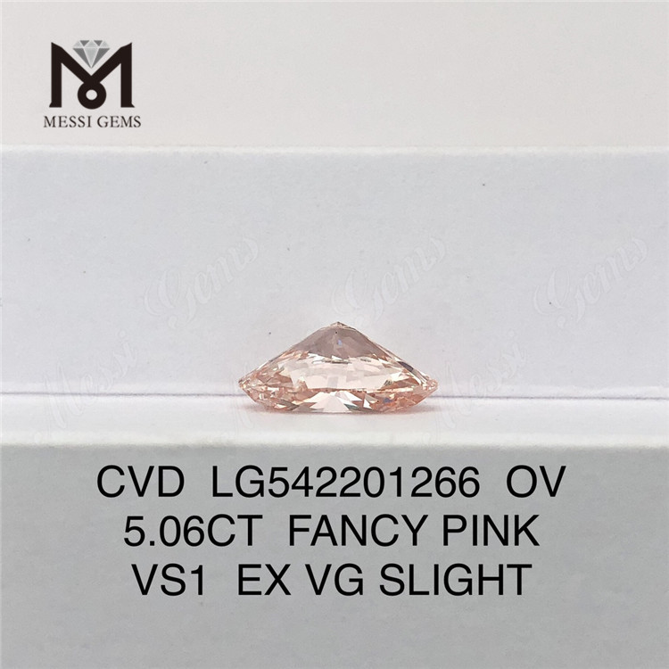 5.06ct vs1 EX VG Ligero Color rosa elegante Diamante cultivado en laboratorio de alta calidad 