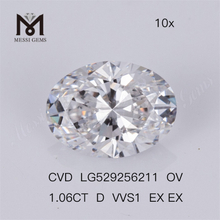 1.06ct D VVS1 EX EX OVAL Diamante sintético CVD