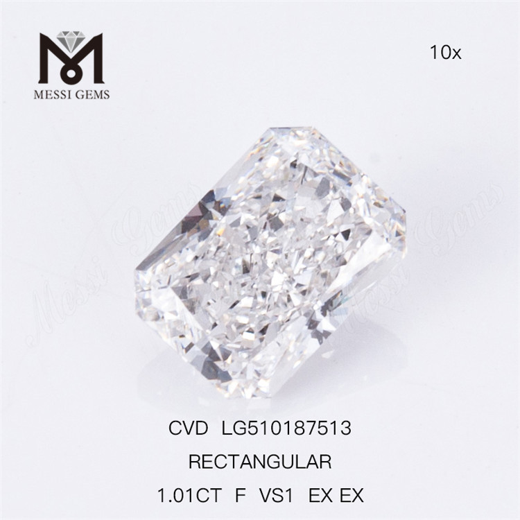 1.01CT RECTANGULAR MODIFICADO BRILLANTE Corte F VS1 EX CVD Diamante cultivado en laboratorio Certificado IGI