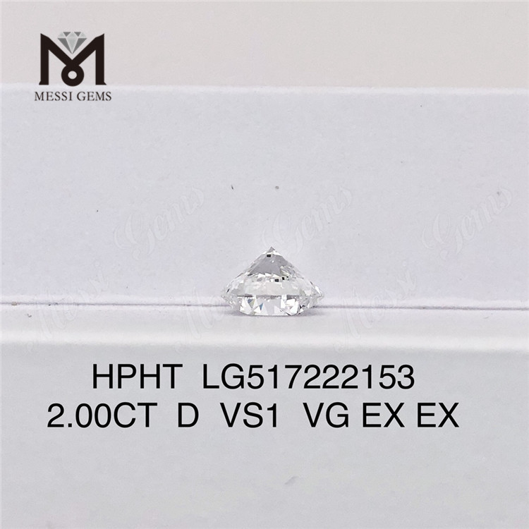2.00CT D VS1 VG EX EX Diamante cultivado en laboratorio HPHT Diamante redondo de laboratorio 