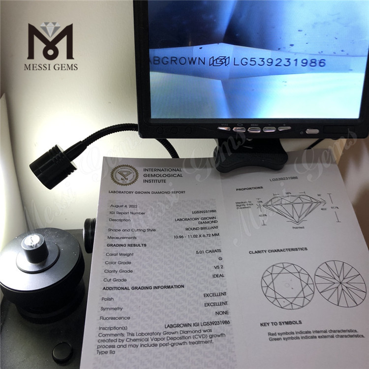 5.01CT G precio de venta al por mayor de diamantes cultivados en laboratorio vs2 precio de fábrica de diamantes sintéticos sueltos