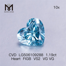 Diamantes de laboratorio sueltos de 1,19 quilates Diamante azul talla corazón VS2