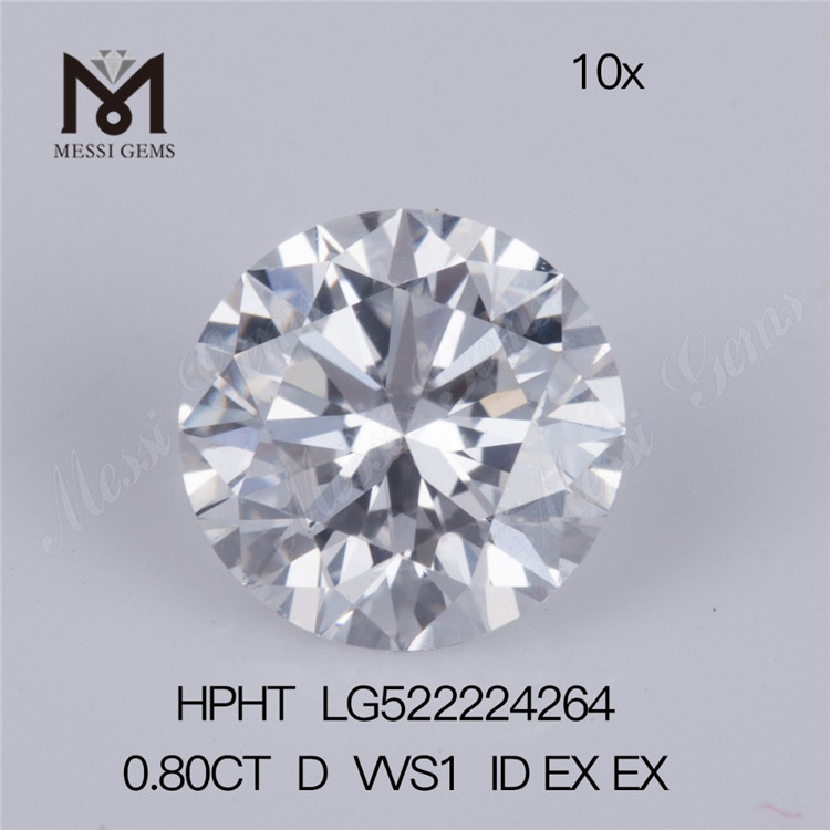 Forma redonda 0,8 quilates D/ VVS1 ID EX EX cultivado en laboratorio HPHT Certificado diamante Precio al por mayor 