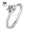 Anillo de plata de ley 925 con diamante moissanite de 2 quilates para boda