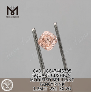 1.26CT CUADRADO FANCY Rosa Diamantes fabricados CVD LG647446305 