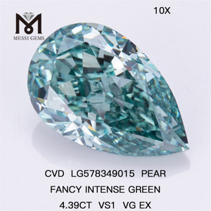 4.39CT PERA FANCY VERDE INTENSO VS1 VG EX CVD Diamante Verde LG578349015