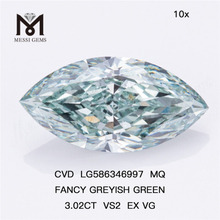 3ct diamantes verde VS2 EX VG CVD MQ FANCY VERDE GRISICO VS2 EX VG CVD LG586346997 