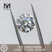 3.03CT F VVS1 ID EX EX CVD Diamantes cultivados en laboratorio para joyería LG602358099 丨Messigems