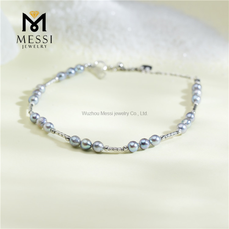 Pulseras de perlas Akoya S925 de 4-5 mm para mujer
