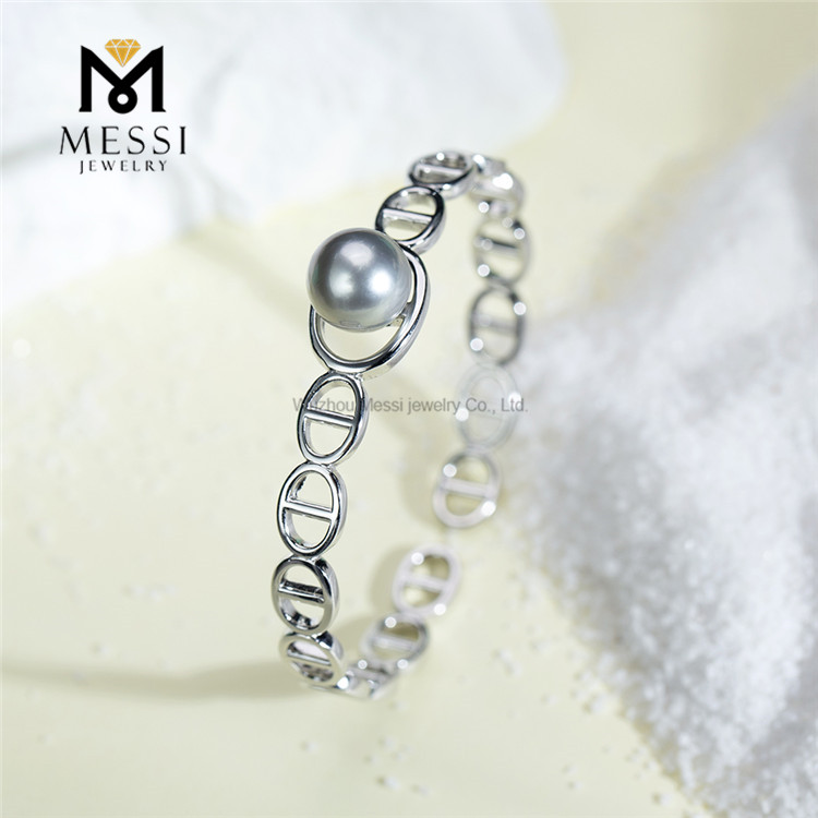 Pulseras elegantes de perlas de Tahití S925 de 10-11 mm