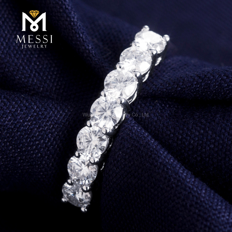 Anillo de eternidad de diamantes de diseño clásico de oro blanco de 18 quilates, joyería de oro, regalo para mujer