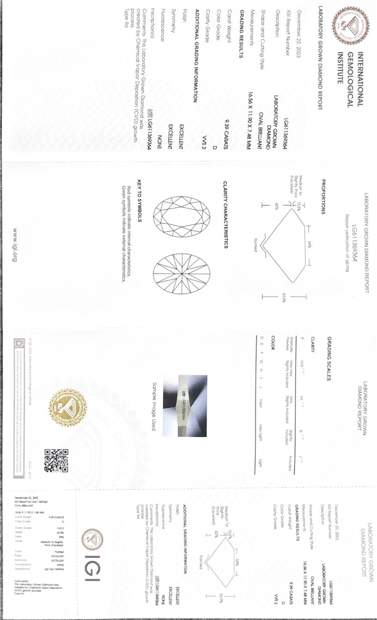 Diamantes cultivados en laboratorio ovalados de 9 quilates.