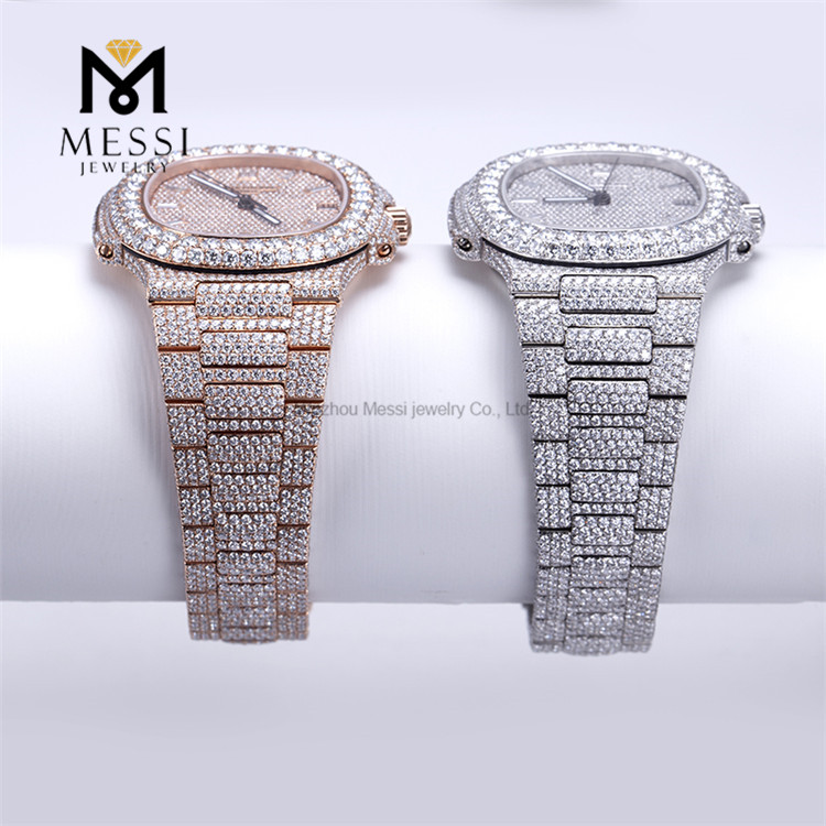 Auricular brillante de acero inoxidable helado VVS Los mejores relojes Moissanite