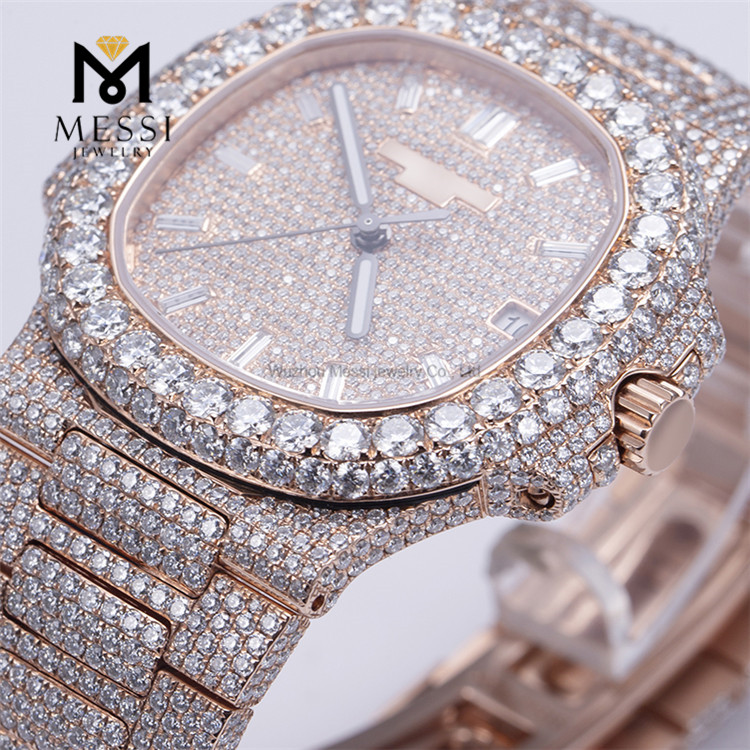 Auricular brillante de acero inoxidable helado VVS Los mejores relojes Moissanite
