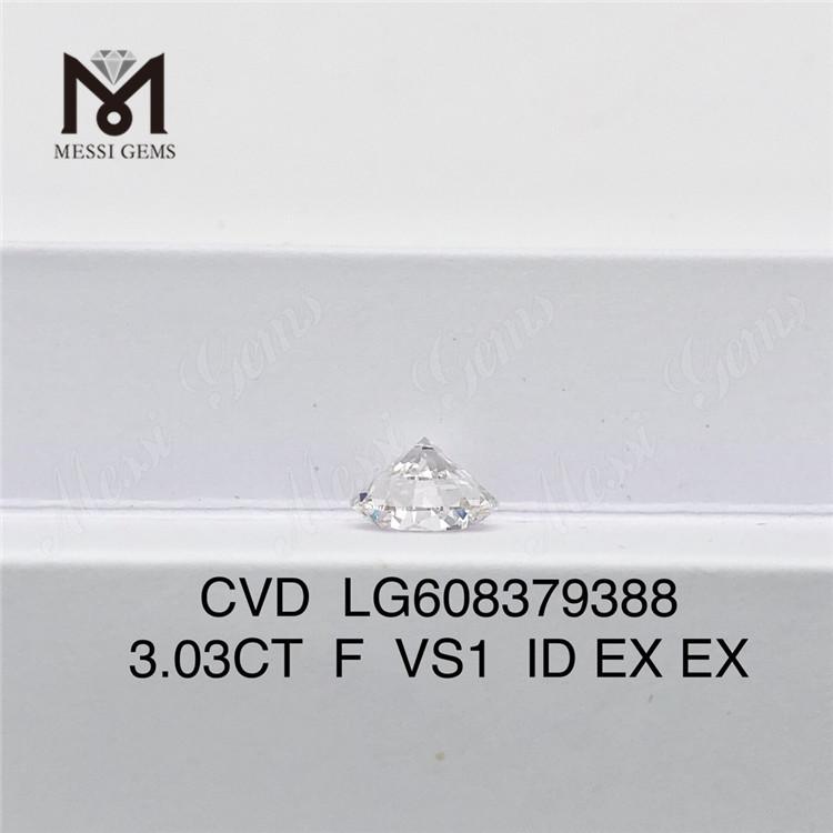 3.03CT F VS1 RD Diamante cvd cultivado en laboratorio de 3 quilates de origen ético 丨Messigems LG608379388 