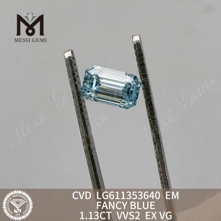 1.13CT VVS2 CVD FANCY BLUE EM Lab Diamond Solitaire IGI Diamonds Brilliance丨Messigems LG611353640 