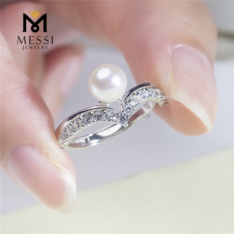 Anillos de perlas de agua de mar de boda S925 akoya para su día especial