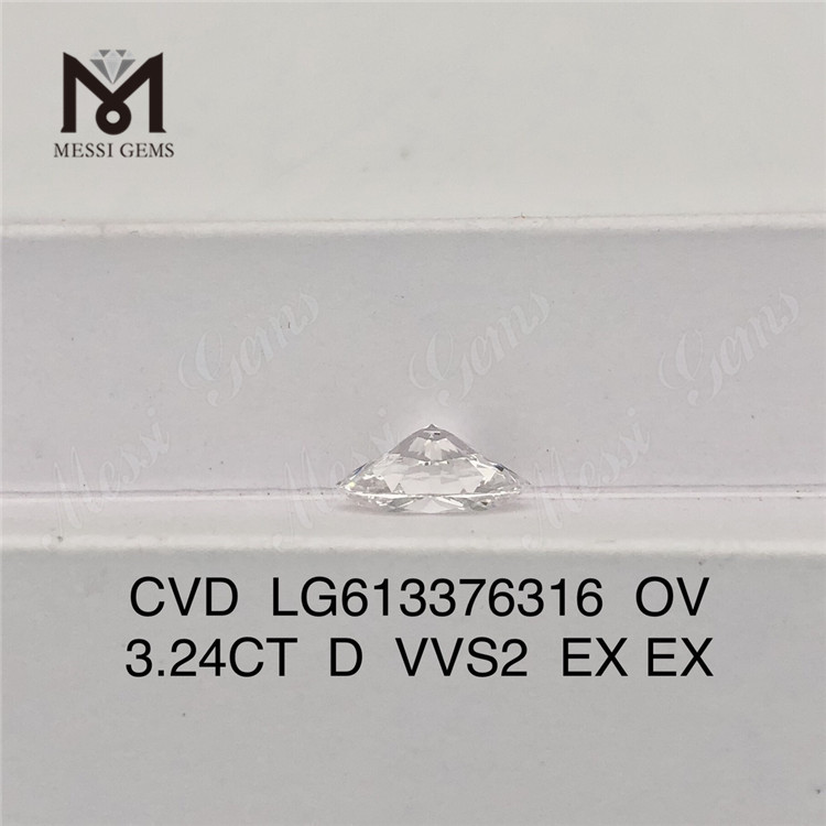 3.24CT OV D VVS2 CVD laboratorio hecho diamante precio al por mayor LG613376316 丨Messigems