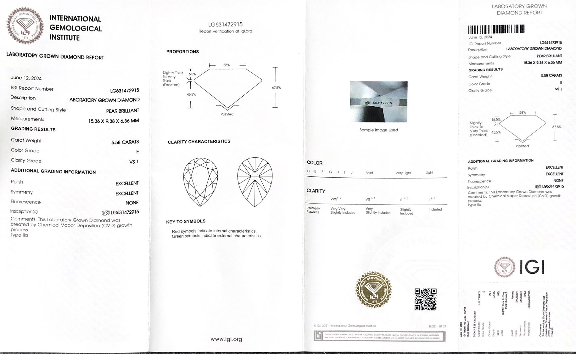 Diamante de laboratorio certificado igi de 5 quilates