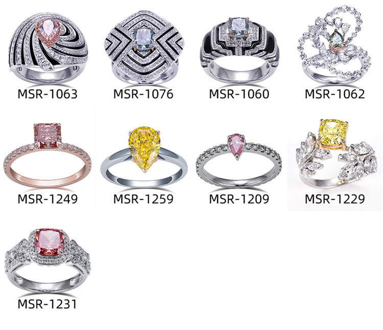 El encanto del anillo de diamantes en forma de pera de diamantes cultivados en laboratorio de color rosa de 2 quilates